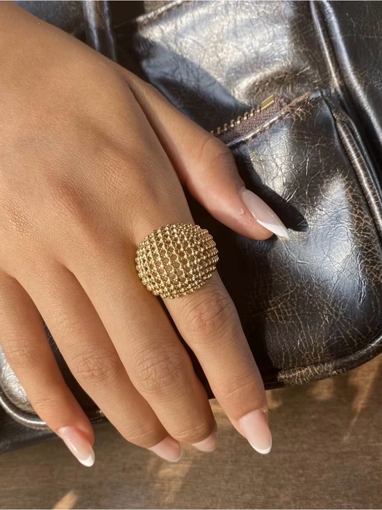 Jewelry - Chunky Gold plated ring with a textured surface #rave #statement #goldenring